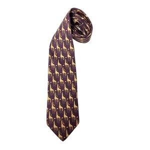 Books Brothers purple “giraffe wearing necktie” bestie 100% silk Made in the USA